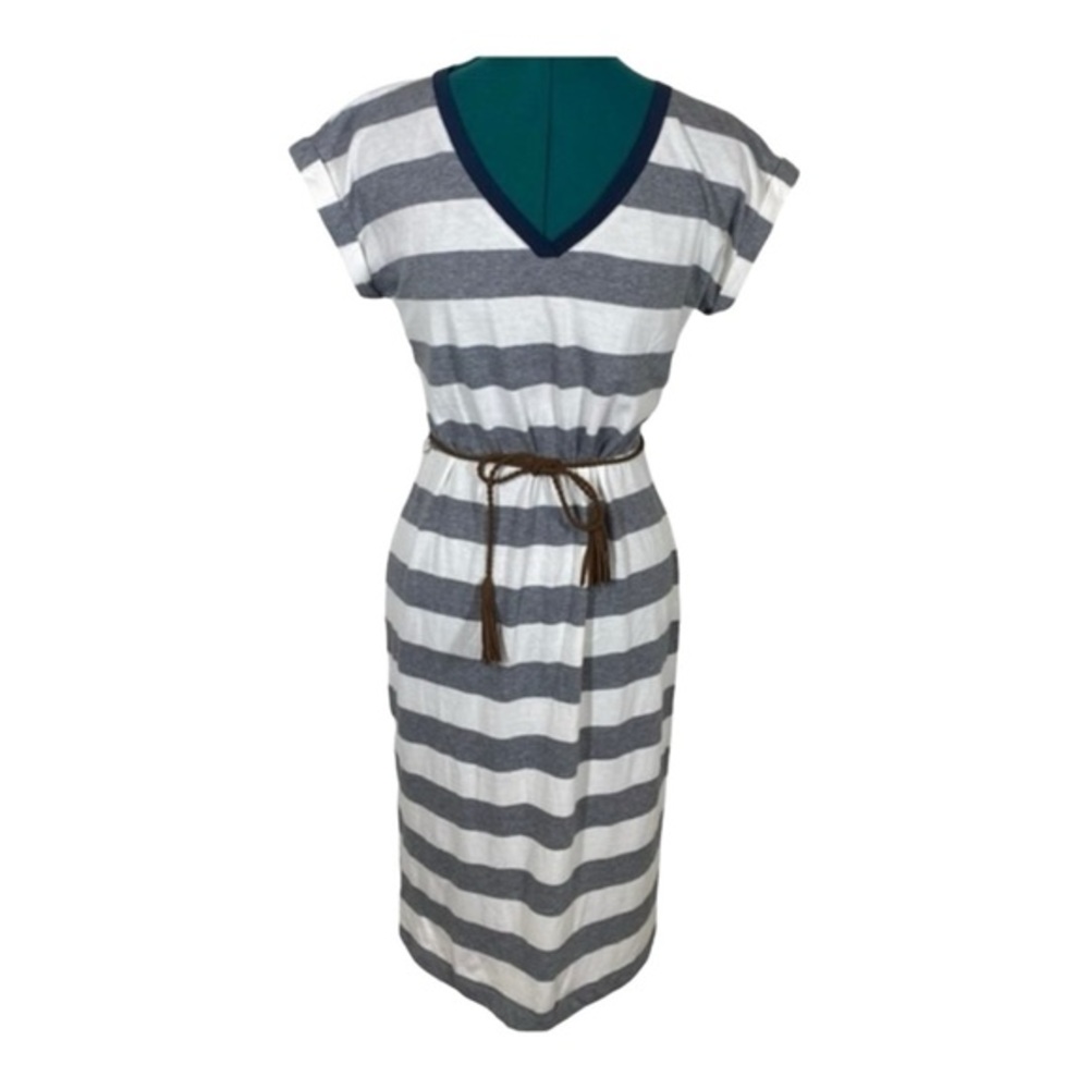 Sonoma Gray and White Striped Dress